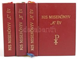 Kis misekönyv "A", "B", "C" év vasárnapjaira és a főbb ünnepekre. [3 kötet.] Bp., 1990-1994, Szent István Társulat. Kiadói műbőr-kötés, jó állapotban.