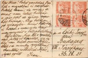 1928 Kunszentmiklós-Tass, vasútállomás, vasúti trafik üzlet, kerékpár (tűnyomok / pinmarks)