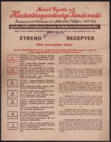 1941 Meinl Gyula Rt. Háztartásgazdasági Tanácsadó étrend és receptek