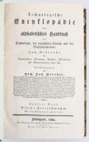 Prechtl, Joh.Jos.: Prechtl: Technologische Encyklopädie oder alphabetisches Handbuch der Technologie, der technischen Chemie und des Maschinenwesens, Zum Gebrauche für Kameralisten, Ökonomen, Künstler, Fabrikanten und Gewerbetreibende jeder Art, Bd. 5 Eisen bis Feuerschwamm. Stuttgart, J.G. Cotta'schen Buchhandlung, 1834. 634 p. Kihajtható rézmetszetű tábla mellékletekkel. Aranyozott félbőr kötésben.