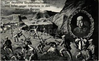 Das deutsche Skutaridetachement und öster. ungar. Infanterie in den schwarzen Bergen / Harcok a mont...
