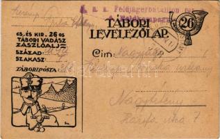 1917 Cs. és kir. 26-os tábori vadász zászlóalj tábori levelezőlap / WWI Austro-Hungarian K.u.k. mili...