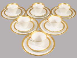 cca 1950 Hohenberg 6 személyes reggeliző készlet, csésze alátéttel és desszertes tányér. Jelzett, hibátlan, d: 19,5 cm