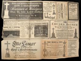 cca 1881 A Bécsi Központi Temető térképe, szakadásokkal, szakadásokkal, 52×68 cm