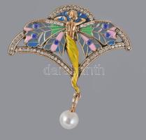Szecessziós stílusú bross, 5x6 cm