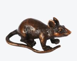 Bronz egér figura, h: 5 cm