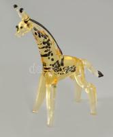 Iparművész üveg zsiráf, hibátlan, m: 7 cm