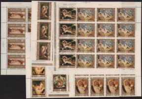 1974 Festmények hajtott teljes ívsor (40f tollal írt évszám az ívszélen / ink on the margin)