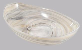 Iparművész krémesen színezett ovális kínáló, hibátlan, 34x22 cm
