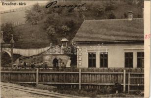 Parajd, Praid; Erzsébet táró, sóbánya bejárata, csillék, iparvasút / salt mine, adit, mine carts, in...