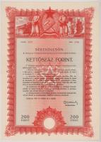 1950. Budapest "Békekölcsön - a Magyar Népköztársaság nyereménykölcsöne" 200Ft értékben "0507 0706", szárazpecséttel T:XF