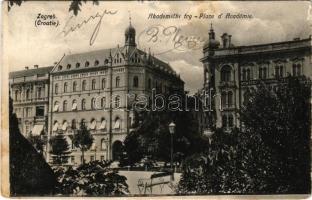 1906 Zagreb, Agram, Zágráb; Akademicki trg. A. Brusina / tér / square (b)