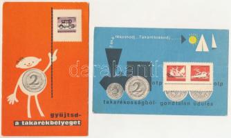 4 db MODERN magyar motívum képeslap: iskolai takarékbélyegek / 4 modern Hungarian stamp collection p...