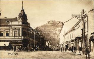 Déva, Fő utca, vár, Hirsch testvérek üzlete / main street, castle ruins, shops. Vadnai photo