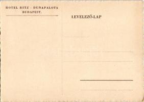 Budapest V. Hotel Dunapalota Ritz szálloda 1942-es szilveszteri menüje, művészlap vendégekkel és pin...