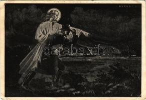 A Gusztáv Adolf Gyámintézet...katonai művészlap / WWII Hungarian military art postcard s: Kékesi L. (gyűrődések / creases)