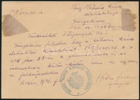 1946 (7. díjszabás) Levelezőlap 5 db Tlp.1./4f bélyeggel Mohácsról Pécsre