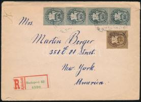 1946 (10. díjszabás) Ajánlott levél 15 db bélyeggel New Yorkba