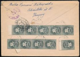 1946 (10. díjszabás) Ajánlott levél 15 db bélyeggel New Yorkba