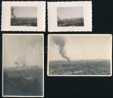 1944 Budapest bombázása 2 db fotólap és 2 db fotó, a hátoldalakon 1944. aug., 1944. IX. 17 dátumozás...