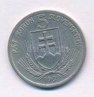 Szlovákia 1939. 5K Ni "Andrej Hlinka" T:XF kis karc Slovakia 1939. 5 Korun Ni "Andrej Hlinka" C:XF small scratch Krause KM#2