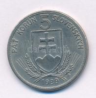 Szlovákia 1939. 5K Ni "Andrej Hlinka" T:XF  Slovakia 1939. 5 Korun Ni "Andrej Hlinka" C:XF  Krause KM#2