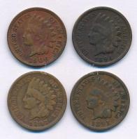 Amerikai Egyesült Államok 1891-1906. 1c bronz "Indián fej" (4x) T:VF,F United States of America 1891-1906. 1 Cent bronze "Indian Head" (4x) C:VF,F Krause KM#90a