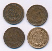 Amerikai Egyesült Államok 1869-1907. 1c bronz "Indián fej" (4x) T:XF,F
United States of A...