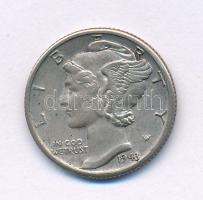 Amerikai Egyesült Államok 1943. 1d (10c) Ag "Mercury" T:XF patina USA 1943. 1 Dime (10 Cents) Ag "Mercury" C:XF patina Krause KM#140