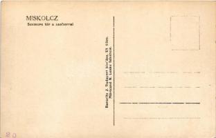 Miskolc, Szemere tér és szobor, zsinagóga a háttérben. Móriczné N. Lenke felvétele