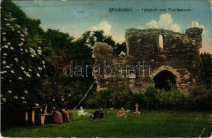 Pusztaszer (Mindszent), Templom rom, kirándulók. Horváth Antal kiadása (EB)
