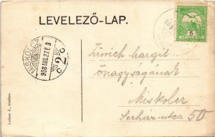 1908 Léka, Lockenhaus; látkép, vár. Leitner J. kiadása / general view, castle (ázott / wet corner)