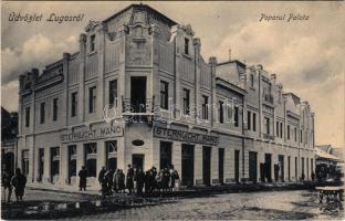 Lugos, Lugoj; Poporul palota, Sternlicht Manó üzlete. Auspitz Adolf kiadása / palace, shop of Sternl...