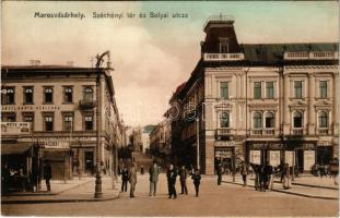 Marosvásárhely, Targu Mures; Széchenyi tér és Bolyai utca, Transilvania szálloda és kávéház, Weisz M...