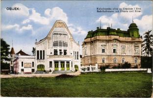 1918 Eszék, Essegg, Osijek; Kolodvorska ulica sa Uraniom i Kino / Bahnhofstrasse mit Urania und Kino...