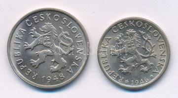 Csehszlovákia 1946. 1K Cu-Ni + 1948. 2K Cu-Ni T:AU Czechoslovakia 1946. 1 Koruna Cu-Ni + 1948. 2 Koruny Cu-Ni C:AU Krause KM#19, KM#23