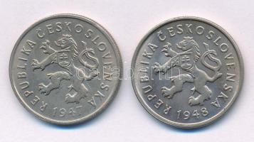 Csehszlovákia 1947-1948. 2K Cu-Ni (2xklf) T:AU,XF Czechoslovakia 1947-1948. 2 Koruny Cu-Ni (2xdiff) C:AU,XF Krause KM#23