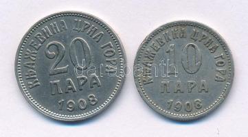 Montenegró 1908. 10p Ni "I. Miklós" + 20p Ni "I. Miklós" T:XF ph. Montenegro 1908. 10 Para Ni "Nicholas I" + 20 Para Ni "Nicholas I" C:XF edge error Krause KM#3, KM#4