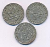Csehszlovákia 1922-1924. 1K Cu-Ni (3xklf) T:XF,VF Czechoslovakia 1922-1924. 1 Korun Cu-Ni (3xdiff) C:XF,VF Krause KM#4