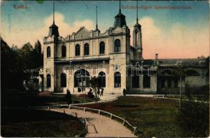 1913 Kassa, Kosice; Széchenyi ligeti korcsolyázó pavilon. Benczur Vilmos felvétele / park, ice skati...