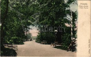 Pöstyén, Piestany; park részlet. Lampl Gyula kiadása / Kurpark / spa park (EK)