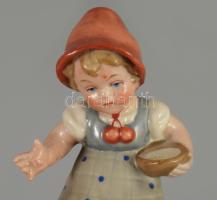 Wagner &amp; Apel Bertram libákat etető lány. Jelzett, kézzel festett, hibátlan, m: 11 cm