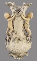 Villeroy &amp; Boch puttó figurákkal díszített phanolith váza. XIX. sz. vége, ezüstözött, jelzet...