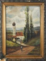 H Horváth M jelzéssel, 1920-40 körül: Hazafelé. Olaj, karton. Dekoratív, sérült fakeretben, 34×24,5 cm.