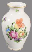 Herendi plasztikus virágmintás váza. Jelzett, hibátlan, m: 14 cm