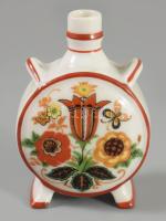 Zsolnay népi mintás kis kulacs, jelzett, hibátlan, m: 7,5 cm