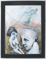 Balla Attila (1959-): Margit és én, 1985. Vegyes technika, karton, jelezve balra lent: Balla 85 04. ...