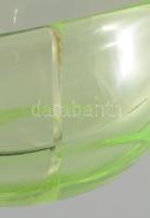 Uránnal színezett üveg hattyú, repedésvonallal, m: 19 cm