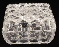 Kristály bonbonier, kis pattgozással, 9x9 cm