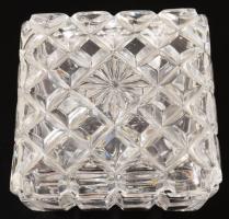 Kristály bonbonier, kis pattgozással, 9x9 cm